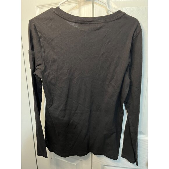 Lauren Ralph Lauren Black Henley Long Sleeve Shirt Womens M Cotton Blend - Picture 4 of 11